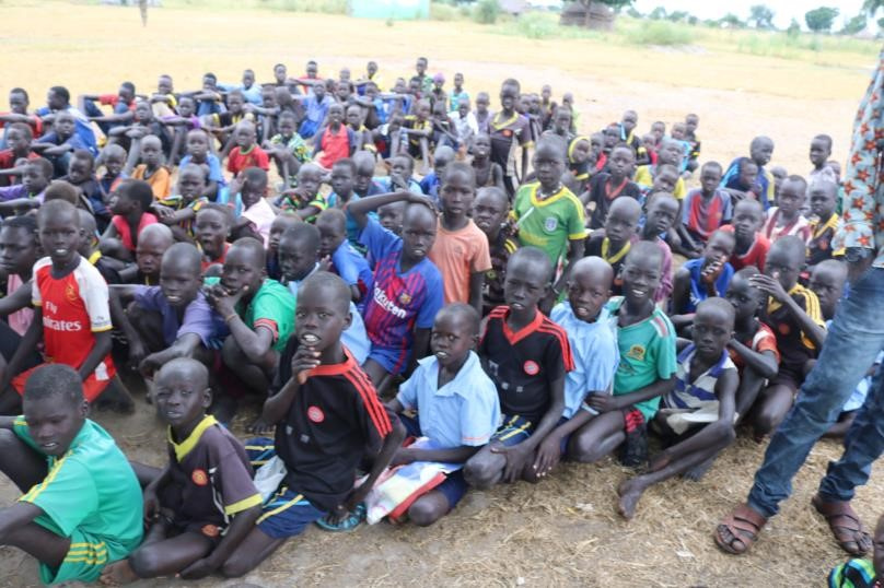 Yuai Primary School students before receiving uniforms, Urol, South Sudan